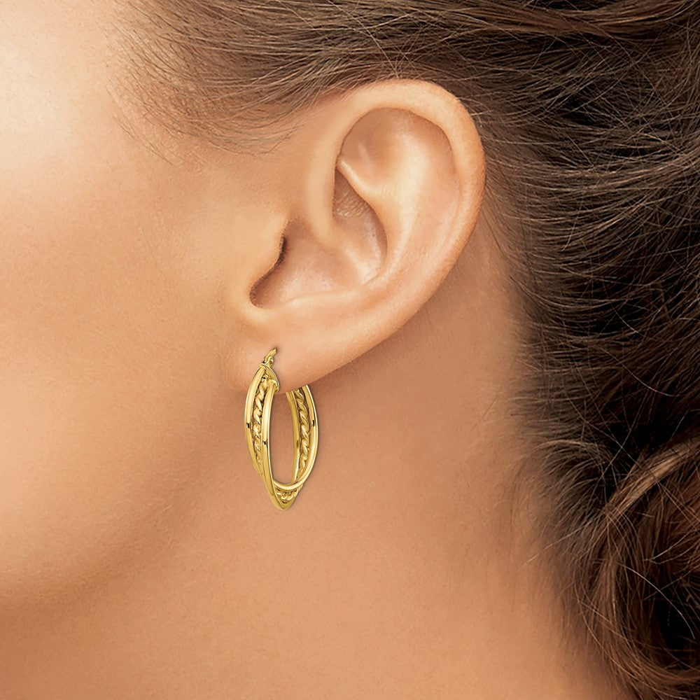 14k Polished Rope Twisted Hoop Earrings
