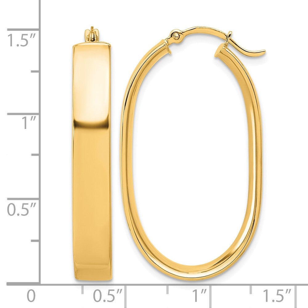 14k 5.75x38mm Polished Oval Tube Hoop Earrings