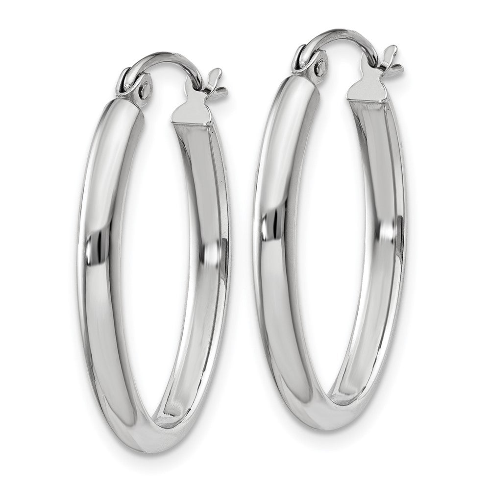 14k White Gold 2.75x23.5mm Polished Oval Tube Hoop Earrings