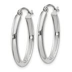 14k White Gold 2.75x23.5mm Polished Oval Tube Hoop Earrings