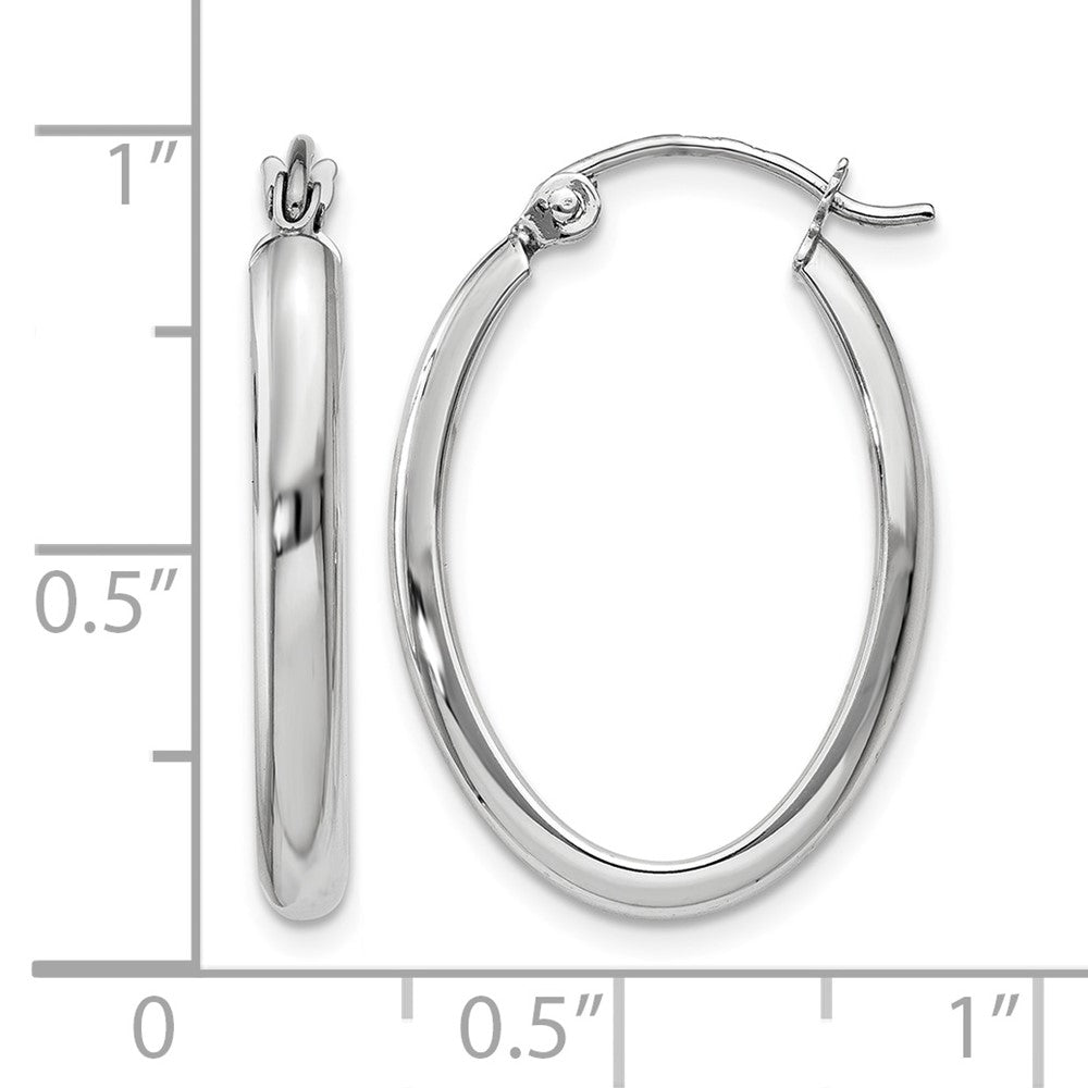 14k White Gold 2.75x23.5mm Polished Oval Tube Hoop Earrings