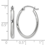 14k White Gold 2.75x23.5mm Polished Oval Tube Hoop Earrings