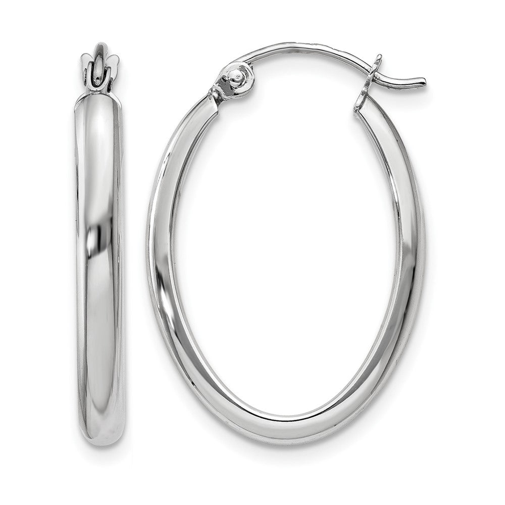 14k White Gold 2.75x23.5mm Polished Oval Tube Hoop Earrings