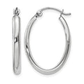 14k White Gold 2.75x23.5mm Polished Oval Tube Hoop Earrings