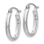 14k White Gold 2.75x18mm Polished Oval Tube Hoop Earrings