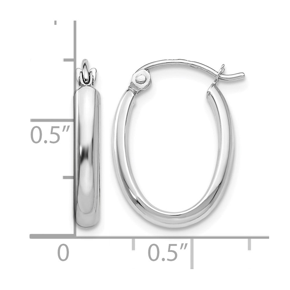 14k White Gold 2.75x18mm Polished Oval Tube Hoop Earrings