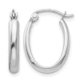 14k White Gold 2.75x18mm Polished Oval Tube Hoop Earrings