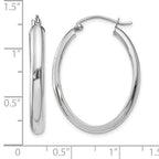 14k White Gold 3.75x31mm Polished Oval Tube Hoop Earrings