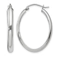14k White Gold 3.75x31mm Polished Oval Tube Hoop Earrings