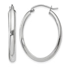 14k White Gold 3.75x31mm Polished Oval Tube Hoop Earrings