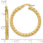 14k Gold Polished 3mm Twisted Hoop Earrings