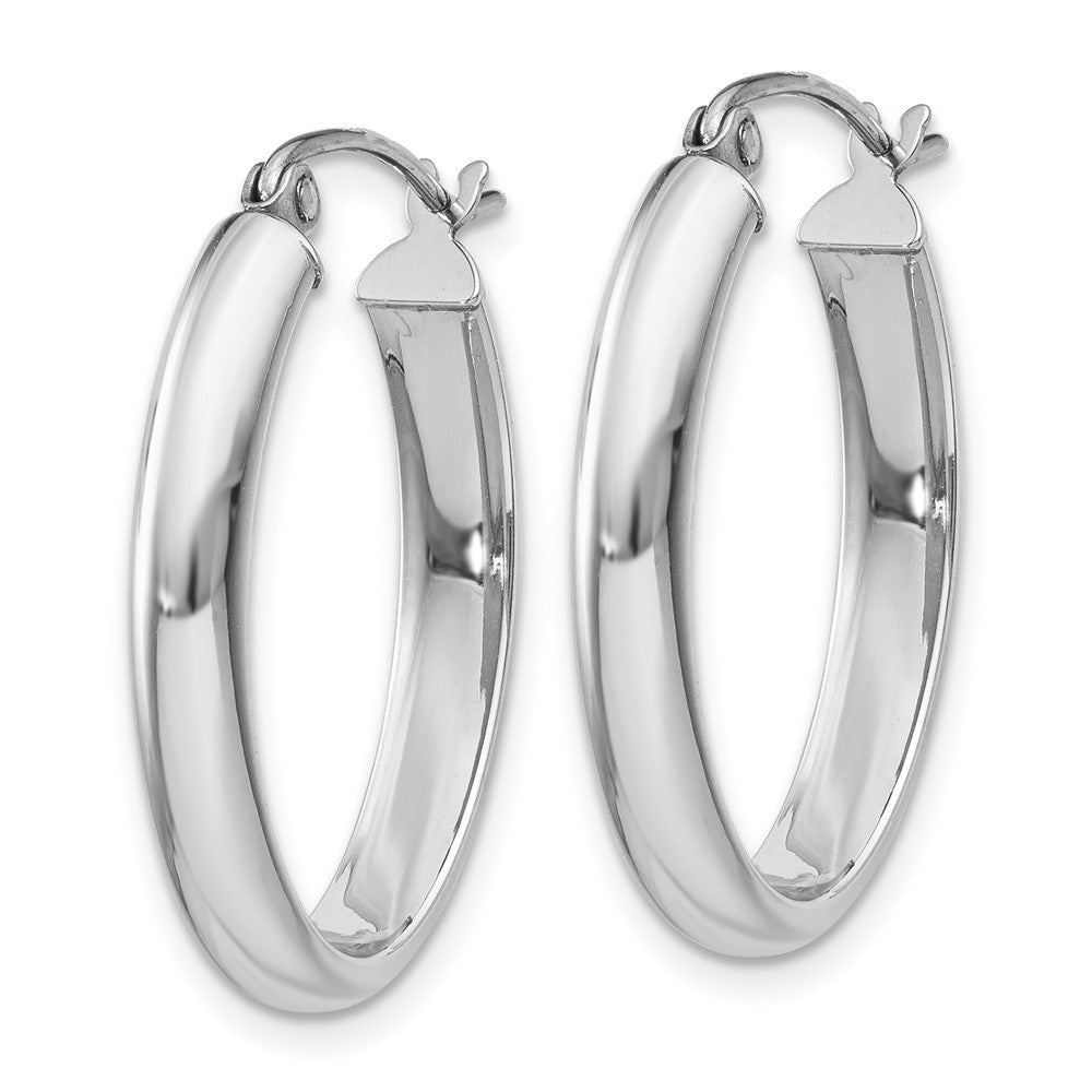 14k White Gold 3.75x25mm Polished Oval Tube Hoop Earrings