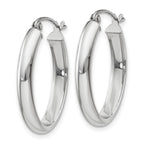 14k White Gold 3.75x25mm Polished Oval Tube Hoop Earrings