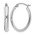 14k White Gold 3.75x25mm Polished Oval Tube Hoop Earrings