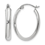 14k White Gold 3.75x25mm Polished Oval Tube Hoop Earrings
