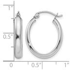 14k White Gold 3.75x21mm Polished Oval Tube Hoop Earrings