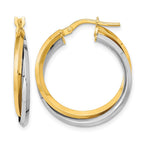14k Two Tone Polished Double Hoops