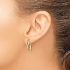 14k Two-Tone Diamond-cut and Polished Hoop Earrings
