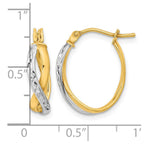 14k Two-Tone Diamond-cut and Polished Hoop Earrings