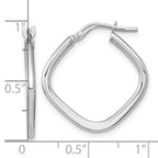 14k White Gold 1.7x24mm Polished Square Tube Hoop Earrings
