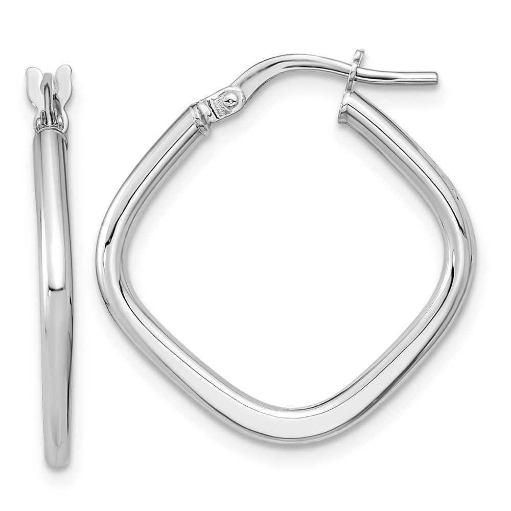 14k White Gold 1.7x24mm Polished Square Tube Hoop Earrings