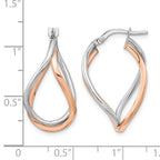 14k Yellow Gold w/White Rhodium and Rose Gold-plated Swirl Hoops