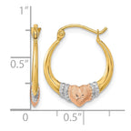 14k Two-tone w/White Rhodium Polished Satin & D/C Hoop Earrings