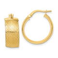 14K 8mm Polished Textured Hinged Hoop Earrings