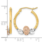 14K Tri-color Guadalupe Hoop Earrings