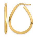14k 2.75x26mm Polished Knife-Edge Teardrop-Shape Tube Hoop Earrings