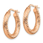 14k Rose Gold 4x22mm Polished Diamond-cut Round Tube Hoop Earrings