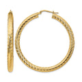 14k 4x50mm Diamond-cut Round Tube Hoop Earrings