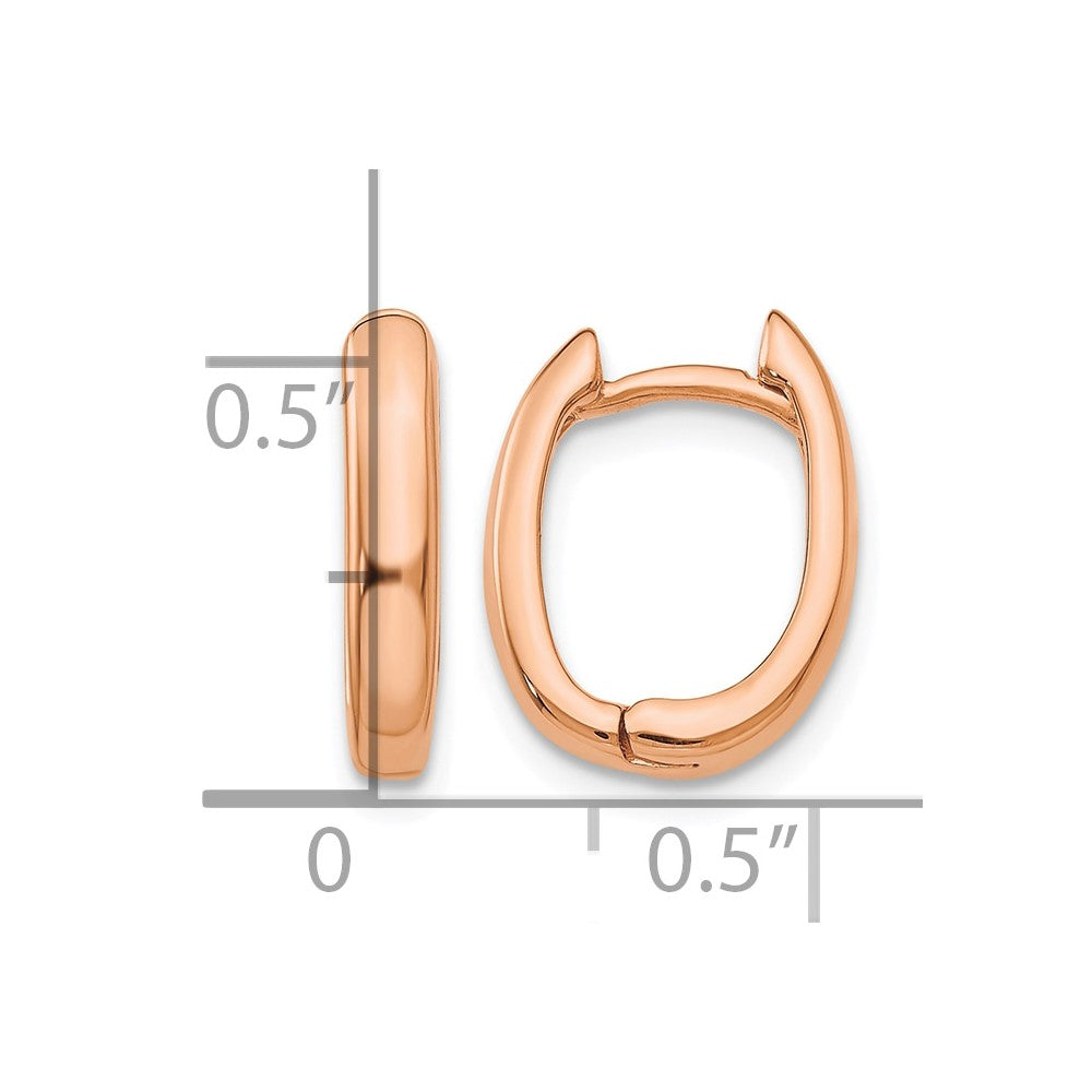 14k Rose Gold Oval Hinged Hoop Earrings