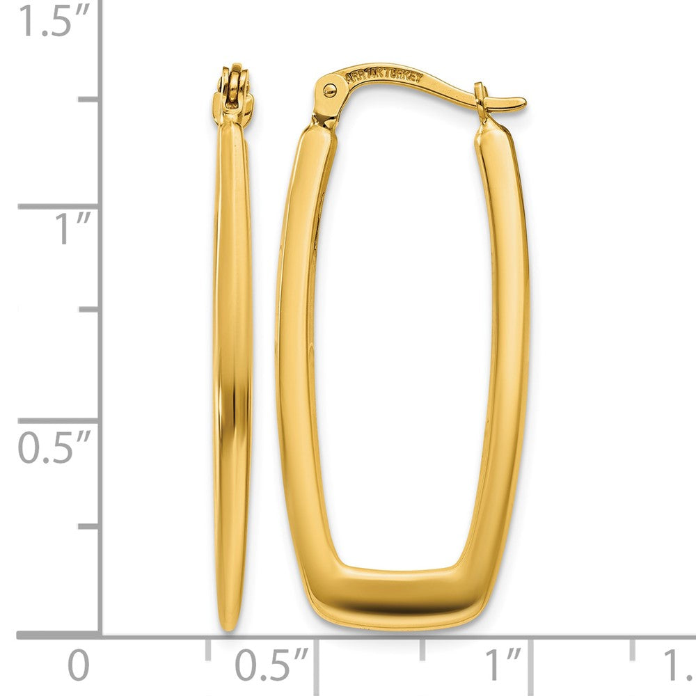 14k 2.25x31mm Polished Rectangle Tube Hoop Earrings