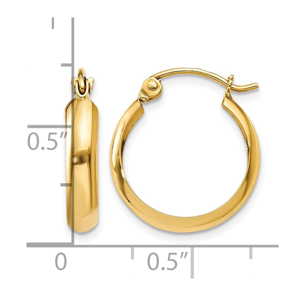 14k 3.5x14mm Polished Hoop Earrings