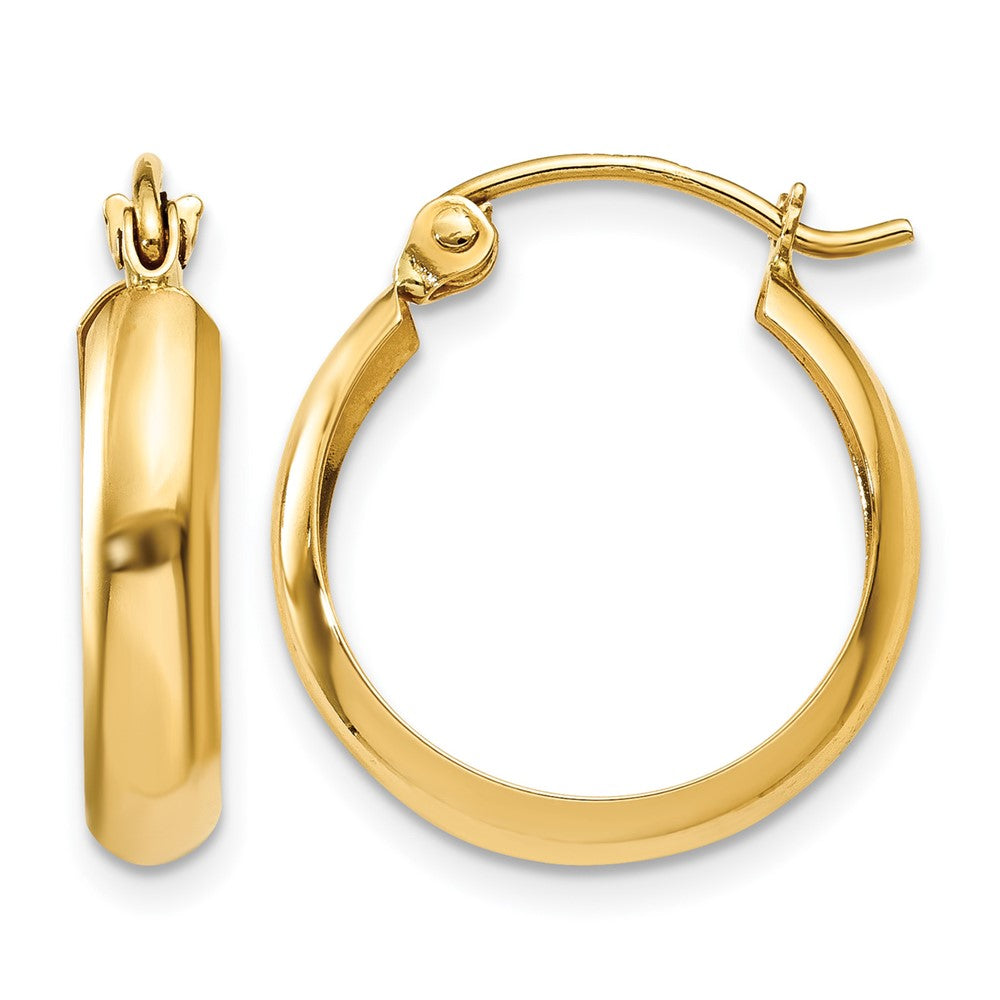 14k 3.5x14mm Polished Hoop Earrings