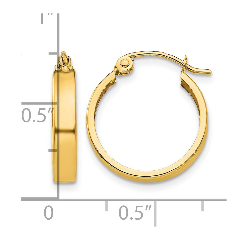 14k 3x14mm Polished Hoop Earrings