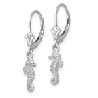14K White Gold Snowflake Dangle Leverback Earrings