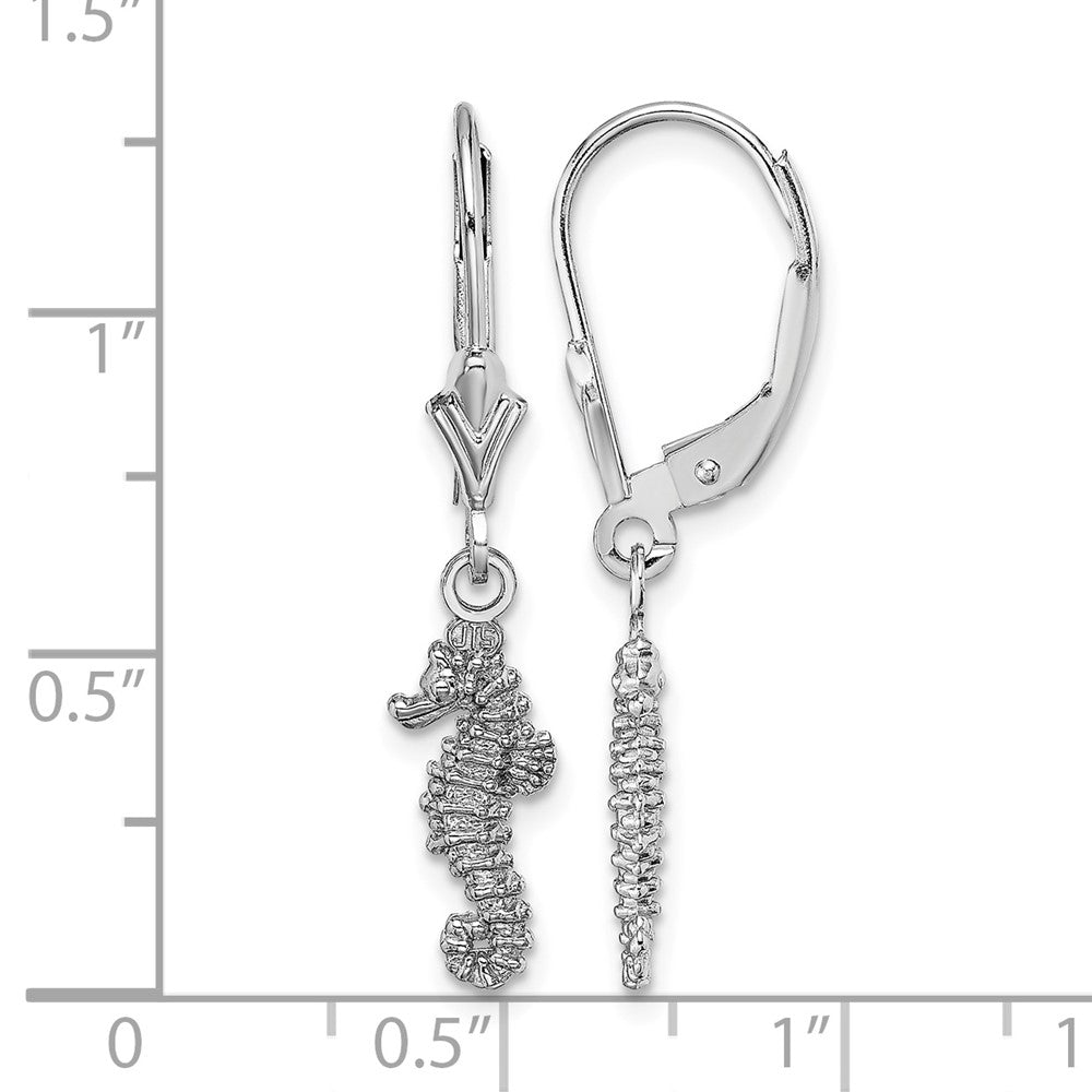 14K White Gold Snowflake Dangle Leverback Earrings