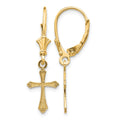 14k Cross Dangle Leverback Earrings