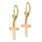 14k Polished Cross Dangle Leverback Earrings