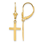 14k Polished Cross Dangle Leverback Earrings