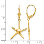 14K Dancing Starfish Leverback Earrings