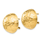14k 22mm Hammered Half Ball Omega Back Post Earrings