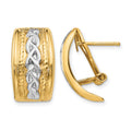14k and White Rhodium 11.5x20mm Polished Braided Omega Back Post Earrings