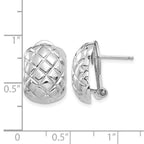 14k White Gold 12x17mm Polished Crisscross Omega Back Post Earrings