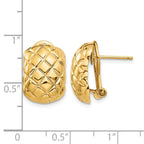 14k 12x17mm Polished Crisscross Omega Back Post Earrings