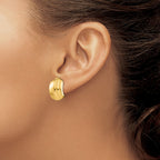 14k 12x17mm Polished Ribbed Omega Back Post Earrings