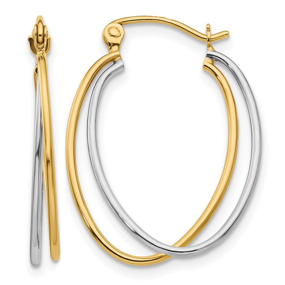 14K Two Tone Hoop Earrings