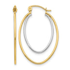 14K Two Tone Lightweight Hoop Earrings